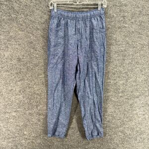 Old Navy Pants Women PXS Petite Blue Mid Rise Chino Linen Flat Front Pull On